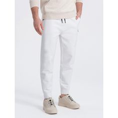 OMBRE Pánské tepláky joggers V4 OM-PASK-0142 bílé MDN123507 S