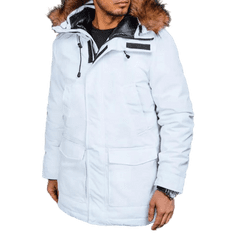 Dstreet Pánská zimní bunda s kapucí bílá tx4322 M