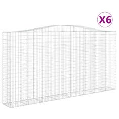 Vidaxl Klenuté gabionové koše 6 ks 400x50x200/220cm pozinkované železo