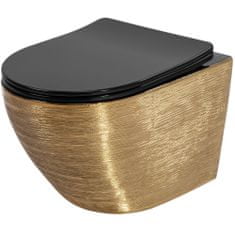 REA Závěsná WC mísa Carlo Flat - broušené zlato