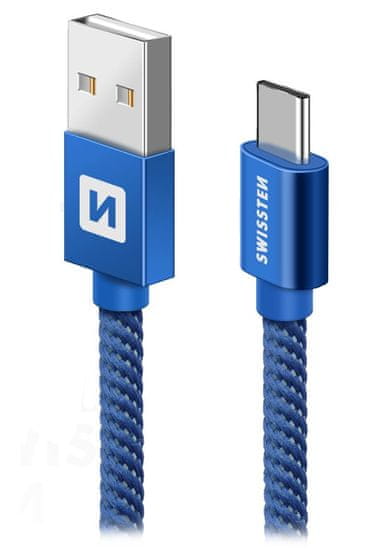 SWISSTEN Datový Kabel Textile Usb / Usb-C 2,0 M Modrý