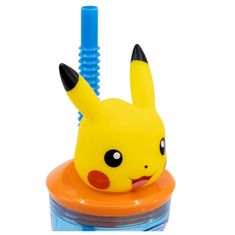 Stor Plastový kelímek Pokémon / hrnek Pokémon Pikachu 3D s brčkem 360 ml