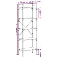 Vidaxl Knihovna s 5 policemi hnědý dub 56 x 31,5 x 174 cm kompozit