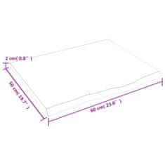 Vidaxl Koupelnová deska světle hnědá 60 x 50 x 2 cm ošetřený masiv