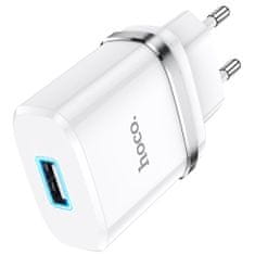 Hoco Nabíječka do sítě Hoco N1 2,4A s kabelem USB-A na Lightning, 1m - Bílá