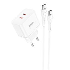 Hoco Nabíječka do sítě Hoco Triumph (N29) – Dual Port Type-C, 35W s kabelem USB-C to Type-C – Bílá