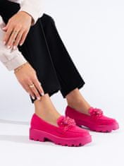 Amiatex Designové dámské mokasíny růžové platforma + Ponožky Gatta Calzino Strech, odstíny růžové, 39