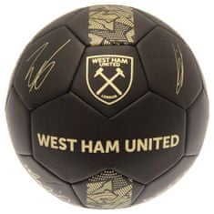 FotbalFans Fotbalový Míč West Ham United FC, Černý, Zlaté podpisy, Vel. 1