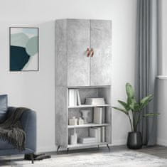 Greatstore Skříň highboard betonově šedá 69,5x34x180 cm kompozitní dřevo