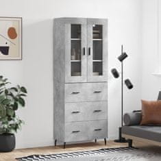 Greatstore Skříň highboard betonově šedá 69,5x34x180 cm kompozitní dřevo