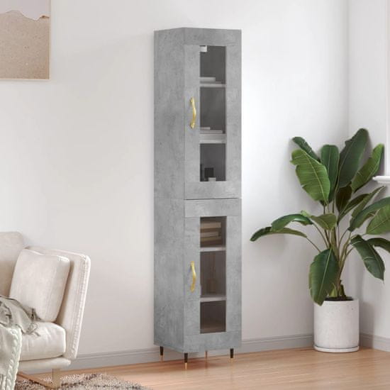 Vidaxl Skříň highboard betonově šedá 34,5x34x180 cm kompozitní dřevo