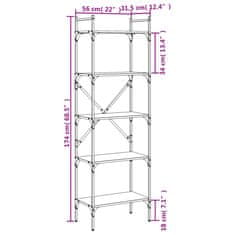 Greatstore Knihovna s 5 policemi černá 56 x 31,5 x 174 cm kompozitní dřevo