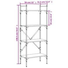 Vidaxl Knihovna se 4 policemi hnědý dub 56 x 31,5 x 138,5 cm kompozit