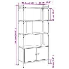 Greatstore Knihovna s dvířky černá 76,5 x 30 x 154,5 cm kompozitní dřevo