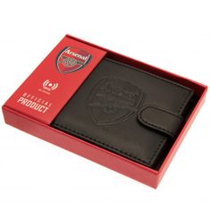 FotbalFans Kožená peněženka Arsenal FC, Černá, Ochrana RFID, 11x10,5 cm