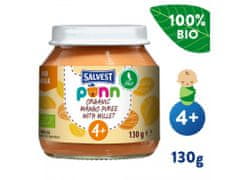 SALVEST Põnn BIO Mangovo-banánové pyré s jáhly (130 g) 6m+