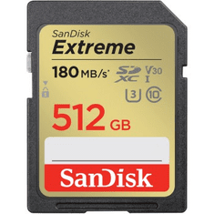 SanDisk Extreme 512 GB SDXC Memory Card 180 MB/s and 130 MB/s, UHS-I, Class 10, U3, V30