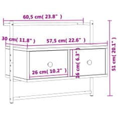 Greatstore TV skříňka nástěnná šedá sonoma 60,5x30x51 cm kompozitní dřevo