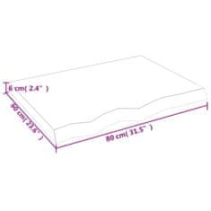 Vidaxl Stolní deska 80x60x(2-6) cm neošetřený masivní dubové dřevo