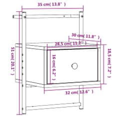 Greatstore Noční stolek nástěnný kouřový dub 35x30x51 cm kompozitní dřevo