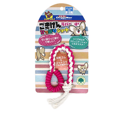 Japan Premium Hybridní provaz z přírodního latexu a bavlny s funkcí čištění zubů psů, krátký, růžový
