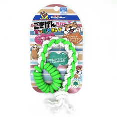 Japan Premium Hybridní provaz z přírodního latexu a bavlny s funkcí čištění zubů psů, dlouhý, zelený