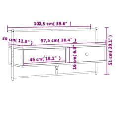 Vidaxl TV skříňka nástěnná černá 100,5 x 30 x 51 cm kompozitní dřevo