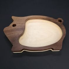 AMADEA Dřevěná miska mozaika ve tvaru prasete, masivní dřevo, 2 druhy dřevin, rozměr 20x12,50x2,50 cm