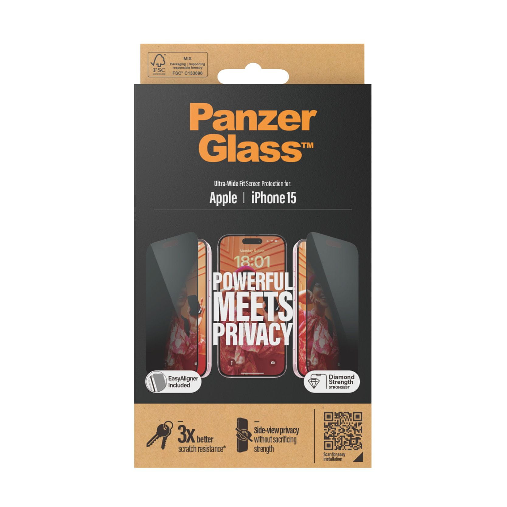 PanzerGlass Privacy Apple iPhone 2022 6.1 P2783 s instalačním rámečkem