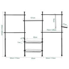 SoBuy SoBuy KLS04-SCH Teleskopický šatní systém Teleskopický stojan Nastavitelný policový systém Černý Š(209-311) x V (200-285) cm