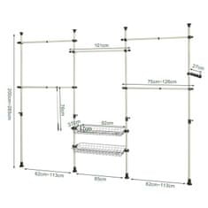 SoBuy KLS04 Teleskopický šatní systém Teleskopický stojan Nastavitelný policový systém Bílý Š(209-311) x V (200-285) cm