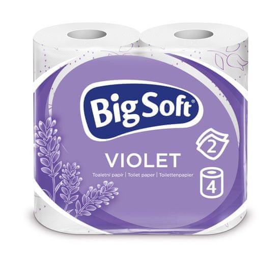 Big Soft Big Soft Violet 2vrstvý toaletní papír, role 190 útržků, 4 role