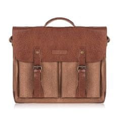 PAOLO PERUZZI Pánská taška přes rameno Brown Leather Vegan