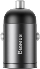 BASEUS Car Charger Tiny Star Mini Quick Charge, U+Um 12/24V, 30W Gray (VCHX-A0G)