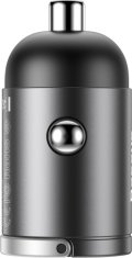 BASEUS Car Charger Tiny Star Mini Quick Charge, U+Um 12/24V, 30W Gray (VCHX-A0G)