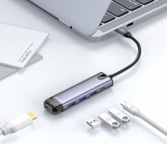 Mcdodo HUB 5v1 (1x HDMI; 3x USB-A 3.0; 1x USB-C PD 100W), šedá