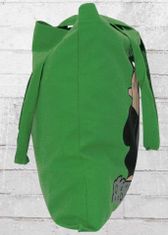 CurePink Shopping taška na rameno Krteček: Oh! (38 x 42 cm) zelená bavlna