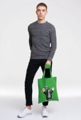 CurePink Shopping taška na rameno Krteček: Juhu (38 x 42 cm) zelená bavlna