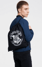 CurePink Gym bag pytlík - vak se šňůrkami Harry Potter: Erb Bradavic - Hogwarts Crest (36 x 44 cm) černá