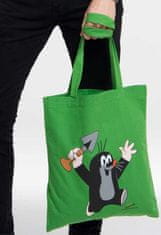CurePink Shopping taška na rameno Krteček: Juhu (38 x 42 cm) zelená bavlna