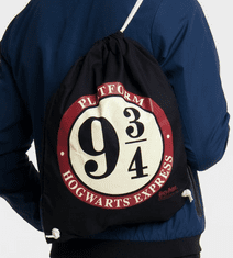 CurePink Bavlněnný gym bag - vak se šňůrkami Harry Potter: Nástupiště 9 3/4 (35 x 44 cm)