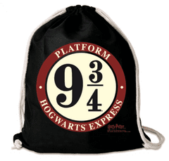 CurePink Bavlněnný gym bag - vak se šňůrkami Harry Potter: Nástupiště 9 3/4 (35 x 44 cm)