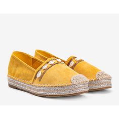 Hořčicové espadrilky s mušlemi Sea Side velikost 39