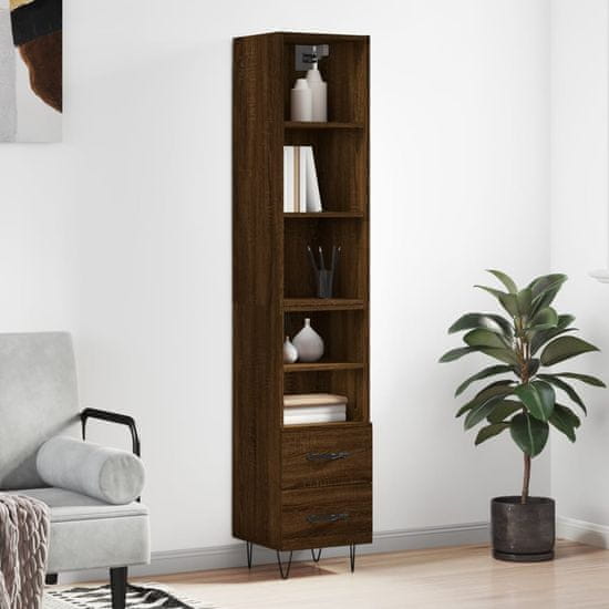 Vidaxl Skříň highboard hnědý dub 34,5 x 34 x 180 cm kompozitní dřevo