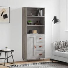 Greatstore Skříň highboard šedá sonoma 69,5 x 34 x 180 cm kompozitní dřevo