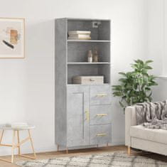 Greatstore Skříň highboard betonově šedá 69,5x34x180 cm kompozitní dřevo