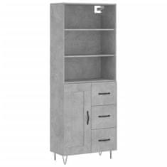 Greatstore Skříň highboard betonově šedá 69,5x34x180 cm kompozitní dřevo