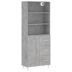 Greatstore Skříň highboard betonově šedá 69,5x34x180 cm kompozitní dřevo