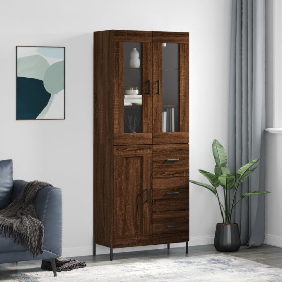 Greatstore Skříň highboard hnědý dub 69,5 x 34 x 180 cm kompozitní dřevo