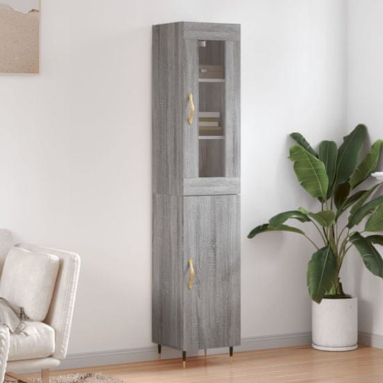 Greatstore Skříň highboard šedá sonoma 34,5 x 34 x 180 cm kompozitní dřevo